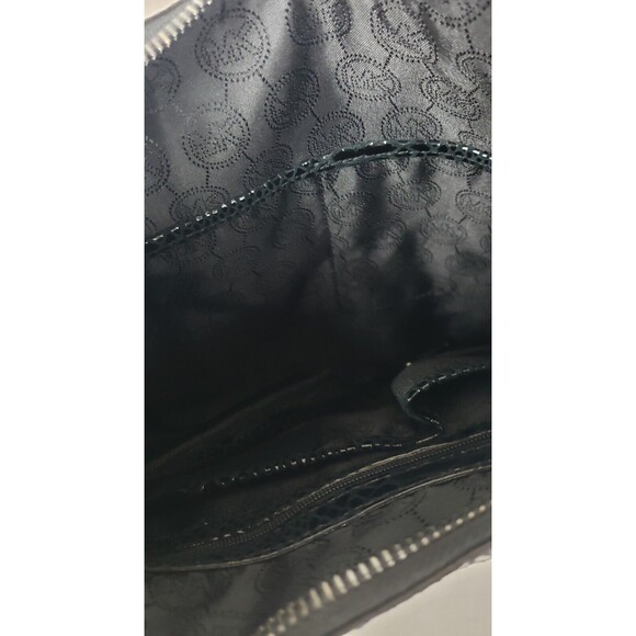 Women's Michael Kors M Rhea Crystal Black Slouchy Shoulder Handbag Patent Python - Picture 10 of 10